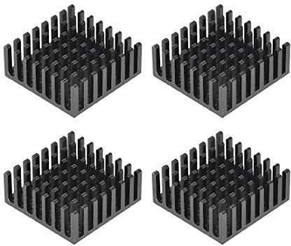 sourcing map 10x25x25mm Black Aluminum Heatsink Thermal Adhesive Pad Cooler for Cooling 3D Printers 4Pcs