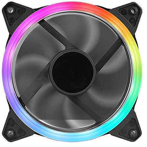 Combrite PC Case Cooling Fan Rainbow RGB LED Halo Ring 120mm (12CM) With Universal 3 Pin And 4 Pin Connectors