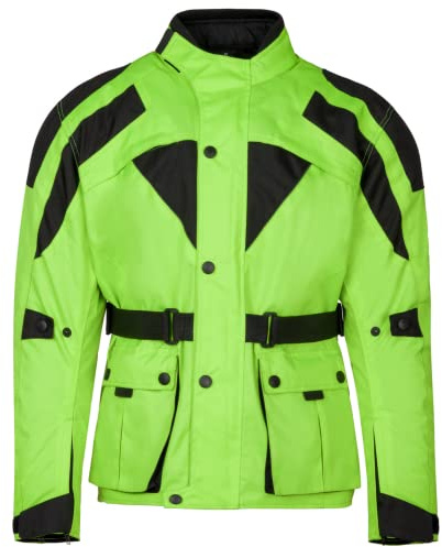 URBAN 5884 Herren-Motorradjacke mit CE-Protektoren Wasserdichte Motorradjacke aus Cordura Herausnehmbares Thermofutter Winddicht, regenfest und atmungsaktiv Gelb, 2XL Neo Long