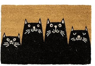Fisura - Fußmatte außen Katzen Fußmatte aus Kokosnuss mit Rutschfester PVC-Rückseite. Fußabtreter für den Eingang. Handbemalt. Abmessungen: 60 x 40. Farbe: natürlich und andere