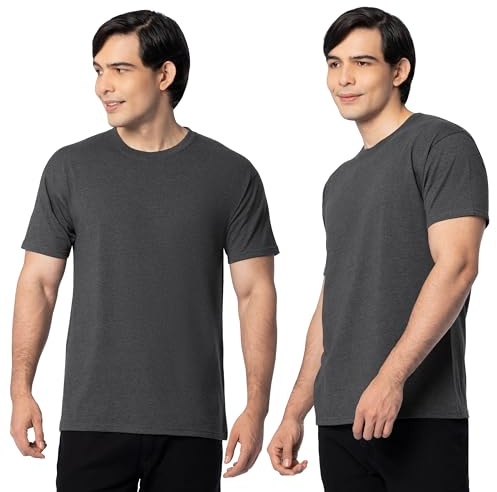 Fruit of the Loom Men's Eversoft Cotton T-Shirts (S-4XL), Crew-2 Pack-Black Heather, 3X-Large