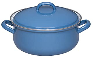 Riess, 0613-129, Kasserolle mit Deckel Ø 18cm, NATURE BLUE DARK, Emaille, Vol. (rec.): 2,0 Liter, Made in Österreich, LBH: 27,2x21,7x14,0cm, 1,357kg, Induktionskocher kompatibel, Gasherd geeignet