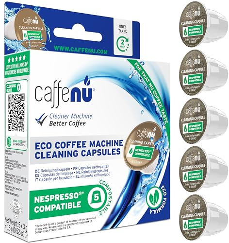 Caffenu Cleaning Capsules Compatible with Nespresso, 5 Eco Originaline Cleaning Pods. Coffee Machine Cleaner For Crisp Coffee.
