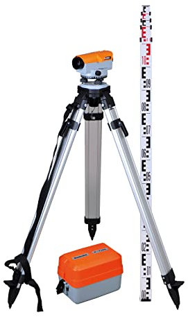 Nedo Nivellier-Set Ausführung X24-400 gon - Premium Baunivellierer - im Set mit 5m Nivellierlatte inkl. Hülle und Aluminium-Stativ