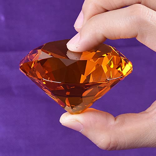 60 Mm Bernsteinfarbener Kristall-Diamant-Briefbeschwerer Für Zuhause, Dekoratives Accessoire