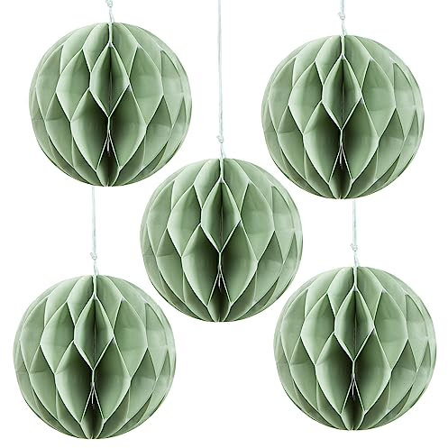 Logbuch-Verlag 5 palline di carta di Natale verde chiaro Honeycomb a nido d'ape con ciondolo a sfera di carta Ø 10 cm