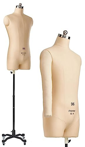 Schneiderpuppe Herren Männlicher Kleiderpuppe Männliche Schaufensterpuppe zum Nähen, vollständig feststeckbare Schaufensterpuppe in Übergröße mit weichem Arm zum Nähen von Kleidung, Schneiderpuppe auf