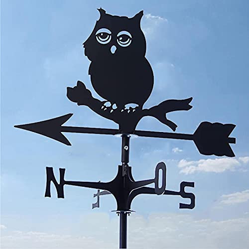 EICOFF Wetterfahne, mit Dachmontage-Wetterhahn, Windrichtungsanzeige, Metall-Retro-Eulenform, Metallgarten, Messwerkzeuge für Haus- und Hofdächer im Freien