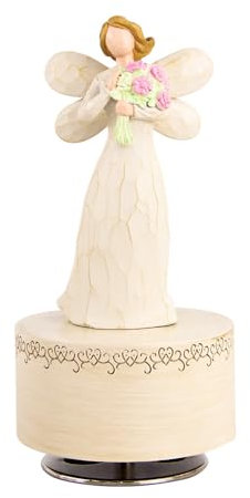 YT3 Studio Caja de música de resina de ángel con flores, figuras de ángel giratorias, regalo musical para mujeres, madres, hijas, perfecto para Navidad, cumpleaños, día de la madre y aniversarios