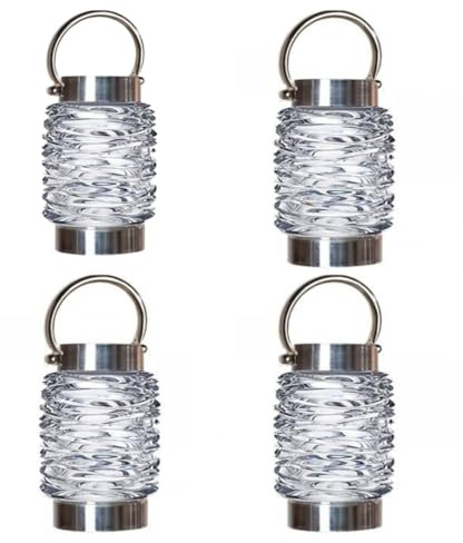 Garden Mile Set mit 4 superhellen Wellen Solarlaternen zum Aufhängen, 10 Lumen, Stahl, wasserdichte Lichter für den Garten, Terrasse, Tisch, Weg