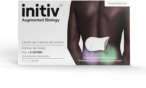 Initiv Cerotti per Schiena, Dolori Muscolari da lievi a moderati, Rimedi Mal di Schiena, Sollievo fino a 5 giorni se usati in modo continuativo, senza Medicinali, Resistenti all’Acqua (4 Cerotti)