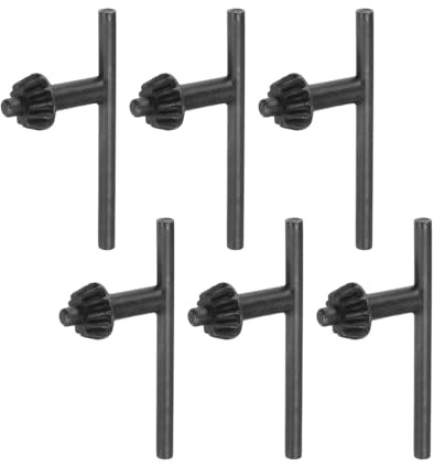 sourcing map Chuck Key 6mm Top Insert Head Diameter 12 Teeth for 1.5-13mm Drill Chuck Black 6pcs