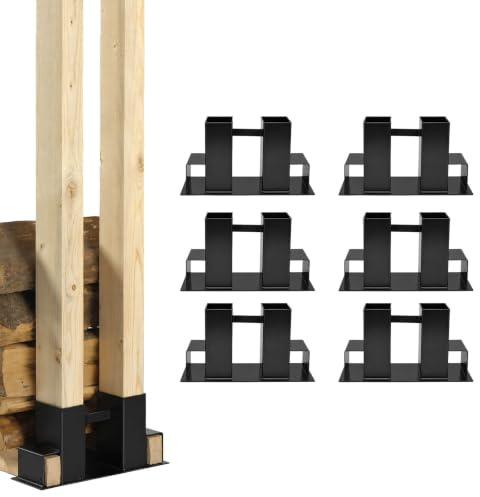 TRUTZHOLM Holzstapelhilfe Holzstapelhalter für Kanthölzer 7x7 cm / 4x6 cm | Stahl, schwarz lackiert, Kaminholz, Stapelhilfe, Holzstapelhalter, Brennholz, Gestell, Holz