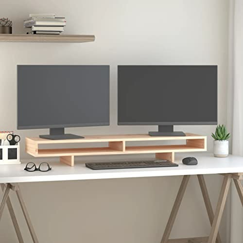 ZEYUAN Monitorständer 100x27x14 cm Massivholz Kiefer, Monitor Erhöhung, Schreibtischaufsatz, Monitor Erhöhung Schreibtisch, Bildschirm Erhöhung, Schreibtisch Regalaufsatz - 814004