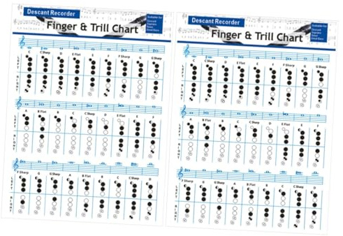 UPKOCH 2stücke Clarinet Finger Guide Chart Nützliche Finger Und Akkordtabelle Für Anfänger Blockflöte Für Unterricht Und Schnelles Lernen