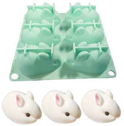 3D Easter Bunny Mold, Silicone 3D Rabbit Silicone Mold, Chocolate Rabbit Baking Moulds Baking Mould for Jelly Cake Making Green