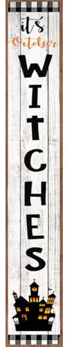 Geroclonup Halloween-Schild mit Totenkopf-Motiv, großes Willkommensschild, Happy Halloween, Halloween-Dekor, 20 x 160 cm, Tür, Veranda, stehend, dekorative Schilder, Plaketten, Schwarz