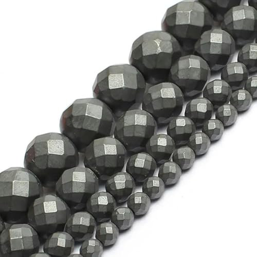2–10 mm Mineralperlen, rhodiniert, goldfarben, facettiert, lose Abstandssteinperlen, facettiert, mattschwarz, 4 mm, ca. 91 Stück