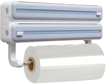 Saran Wrap Dispenser | Double-layer Cling Film Dispenser And Cutter, Refillable Clingfilm And Aluminum Tin Foil Dispenser And Cutter, Kitchen Wrap Oraganizer For Cling Film Tin Foil Parchment Paper