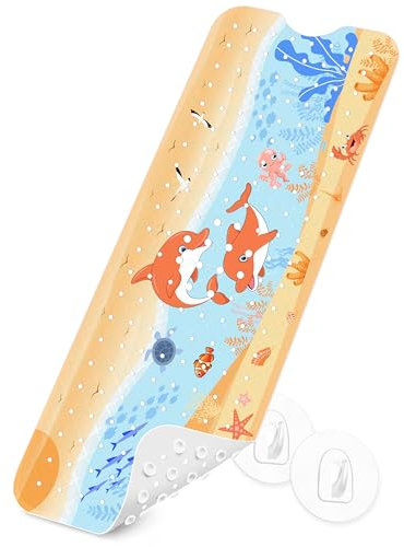 Badewannenmatten rutschfest Kinder，100% BPA frei,100x40cm，Antirutschmatte für Badewanne，Duschmatte,schimmelresistent & maschinenwaschbar,Badematte Kinder Badewanne