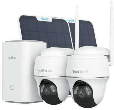 REOLINK 4K Solar Security Cameras Wireless Outdoor System, Color Night Vision, 360° Pan Tilt Auto-Tracking, 2.4/5 GHz Wi-Fi 6, Encrypted Local Storage, No Subscription, Home Hub with 2X Argus PT Ultra