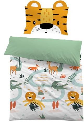 MUSOLEI Housse de Couette 120x150 Enfant Animal Fille Garçon Parure de Lit en Microfibre 1 Personne Animaux Dessin Animé Cartoon 3D Imprimé avec Taie d'oreiller 40x60 Cadeau Fête Anniversaire