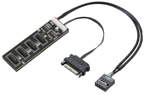 Hburirrty Répartiteur USB 9 broches avec câble d'alimentation SATA, extension de hub USB 2.0 interne, connecteur répartiteur USB 2.0 pour carte mère, facile à utiliser