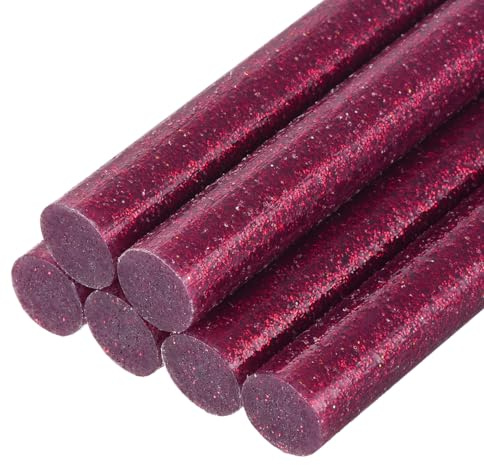QUARKZMAN 6 Stück Heißklebestifte 11mm x 100mm Mini Heißklebesticks Heißklebepistole Heißkleber Klebestifte Heißklebestäbchen für Reparieren Kunst Dekorieren DIY Handwerk Glitzer Rose Rot