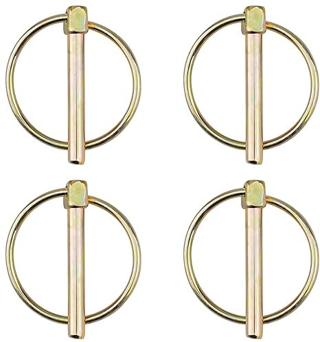 EMSNOVA® Folding Cotter Pins 4.5 x 40 mm Round - Pack of 4 | Carbon Steel, Yellow Galvanised | Rustproof & Durable | With Spring Mount | For Trailers, Tractors, Boats, Trucks & Agricultural Machinery