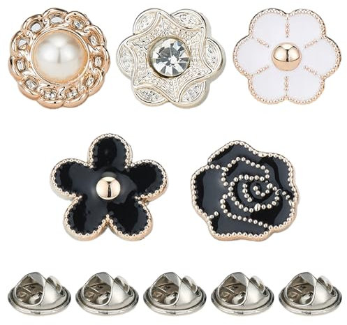 TRKETK 40 Stück Hemdknöpfe für Damen, unsichtbare Sicherheitsknöpfe, kleine Blumenform, Anti-Belichtung, feste Broschen, dekoratives Abdeckknopf-Set für Taschen, T-Shirts, alle Kleidungsstücke