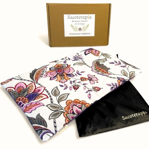 Saco térmico de semillas 40×28 cm tipo manta para microondas o congelador – Calor y frío – Alivio natural para espalda, cervicales y contracturas – Lavanda y romero – SACOTERAPIA