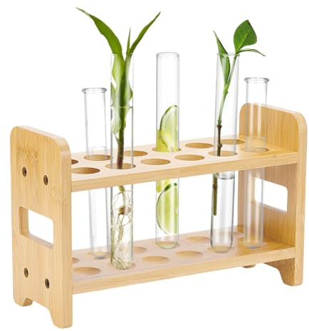 peacoblue Holz Reagenzglasständer, 12 Röhren Halter Reagenzglashalter | Desktop Organizer für Glasröhren, Stifthalter, Gewürzständer und Pflanzenhalter, 27mm Kapazität für Wohnbereich
