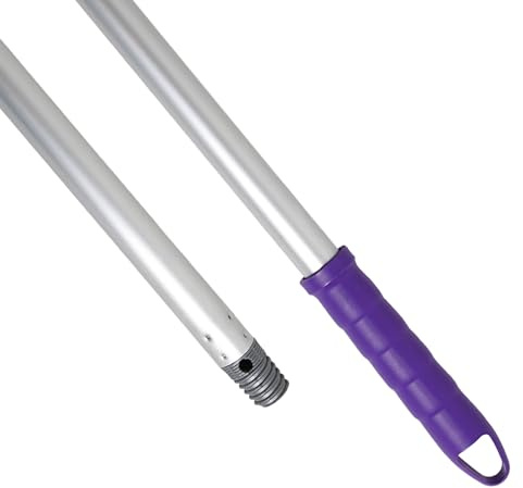 Maya - Palo de Escoba y Fregona de 140 cm en Aluminio Anodizado, Mango con Anclaje para Mopa, Repuesto de Rosca Doble Universal y Maneta para Colgar (Morado)