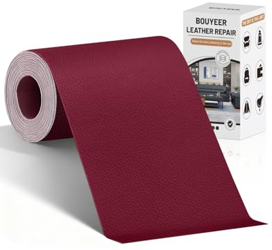 BOUYEER Cuero Adhesivo Para Tapizar, 40x210 CM Polipiel Adhesiva Para Tapizar, Set de Reparación Ecológico e Inodoro para Muebles/Sofá/Asientos de Auto/Bolsos/Restauración, Vino tinto