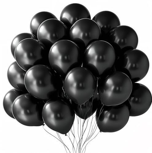 Luftballons Schwarz,100 Stück Schwarz Ballons,10 Zoll Latex Luftballons Geburtstag,Schwarz Luftballons,Luftballon Partydeko Geburtstags Hochzeits Festival Jahrestag Deko