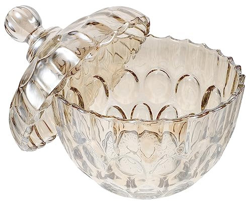 KICHOUSE Pot Verre Gaufré Bonbonnière Avec Couvercle Hermétique Contenant De Rangement Pour Bonbons Et Biscuits Pot à Thé Verre Pour Aliments Secs