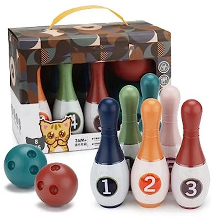 HERCHR Kinder Bowling -Set mit 6 Bowling -Pins & 2 Balls Jungen Mädchen -Student Early Development Indoor & Outdoor Games Set