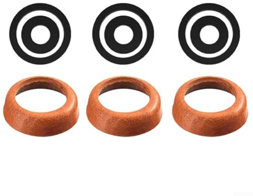 Zilimontt Handle Pump Replacement Parts Set with 3 Leather Cuffs and 6 Sealing Rings for Model 75 Water Garden Well Hand Pump 52mm Inner Diameter