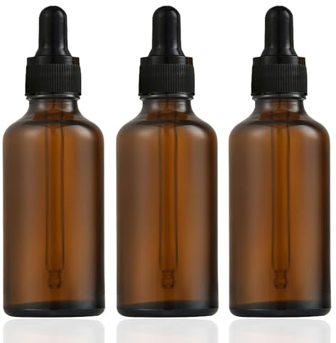 CHDZSW 3 Stück Pipettenflaschen, 50ml Braunglasflasche, Pipette Bottles, Apothecary Bottles Mit Glaspipette, Für Ätherische Öle, Parfümöle, Flüssigfarbstoffe, Aromatherapie Mischungen