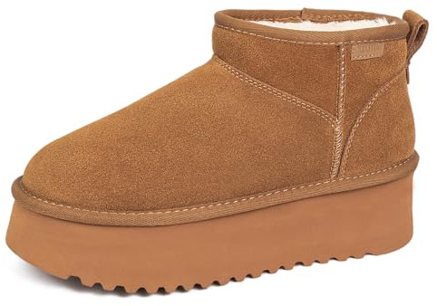 XUNBAI Ultra Mini Bottes pour Femmes, Bottes de Neige d'hiver Classiques en Daim pour Femmes, Bottes Confortables et Chaudes antidérapantes et en Fausse Fourrure