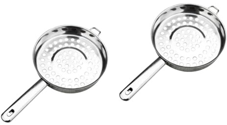 Ciieeo 2 Piezas Cucharón Inoxidable para Cocina Colador Grande con Mango Curvado Utensilio Versátil para Servir y Escurrir Hogar y Restaurante