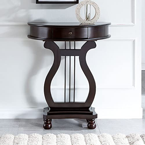 Consola de sofá de Abedul de Mediados de Siglo con Extremo en Forma de Media Luna y cajón para recibidor, Porche de Madera Americana, Mueble de Pared Decorativo de Nogal nórdico, 30 cm de Profundidad