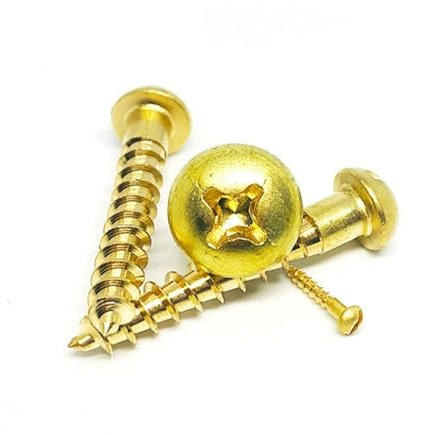 Brass Copper Self-Tapping Wood Screws, Half Round Pan Head, Cross Drive, M2-M5, 10-50pcs