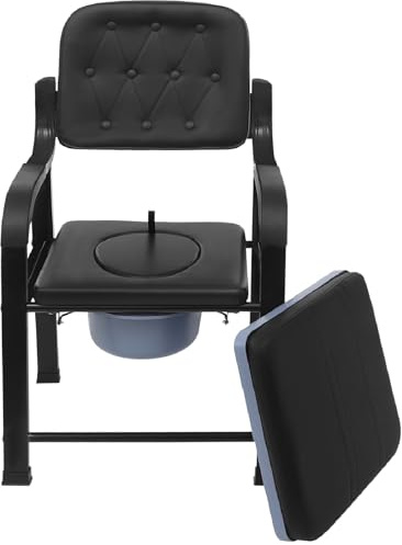 Drop Arm Bedside Commode Heavy Duty, 2 in 1 Shower & Bedside Commode Chair with Padded Seat and Backrest, Durable Toilet Chair for Elderly, Disabled, Adults and Seniors, 551 lb Weight Capacity