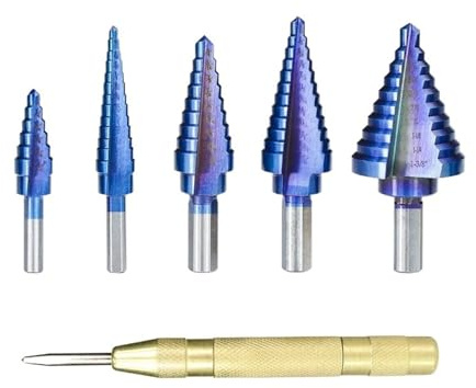 1 satz Stufenbohrer Stufenkegelbohrer Mit Körner Nano Blau Beschichtetes Metall Lochschneider HSS Kegelbohrwerkzeug