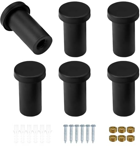 Gipnva 6 Stück Handtuchhaken zum Bohren Handtuchhaken Schwarz,Edelstahl Schwarze Haken Zylindrischer Wandhaken mit Schrauben Zylindrischer Kleiderhaken für Küche, Badezimmer