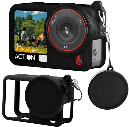 Debmale Osmo Action 6 Silikonskydd - Kameralinsskyddsfodral Reptåligt Hållbart för DJI Osmo Action 6 Kameratillbehör med Handledsrem