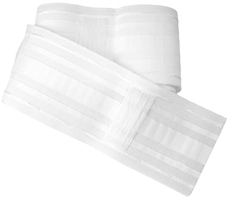 Vauki Cinta para cortinas de costura, cinta fruncidora universal, color blanco, 60 × 8,5 cm, cinta para cortinas de doble fila con distancia entre pliegues, cinta fruncida, cinta plisada