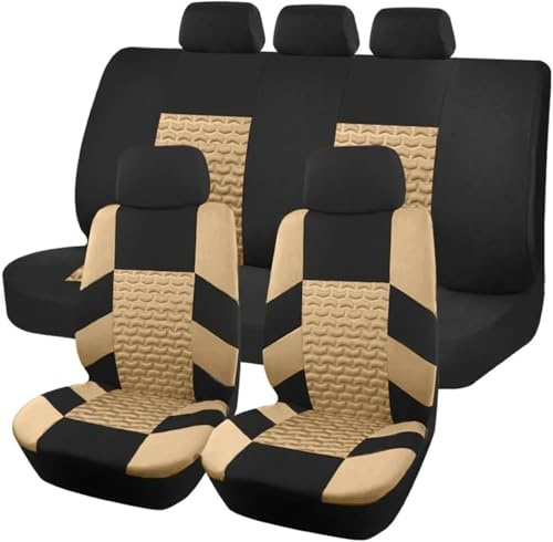 Auto Sitzbezüge für Hyundai Tucson SUV 2005-2009, Auto Autositz Schonbezug Bequem und Atmungsaktiv Waschbarer Sitzschoner Innenraum Zubehör,C-Beige