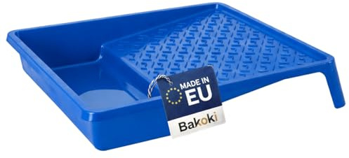 BAKOKI Farbwanne 33x35cm, Lackierwanne für Wandfarbe, Farbschale Kunststoff Blau |Breite 33cm, Länge 35cm| Malerzubehör, Malerbedarf